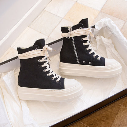 Platform high top sneakers back view