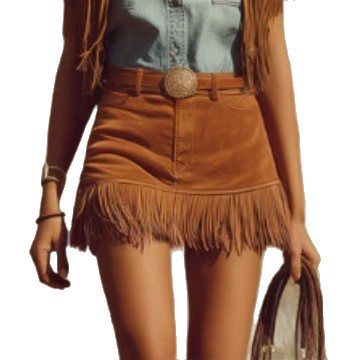 Suede fringe boho skirt main view