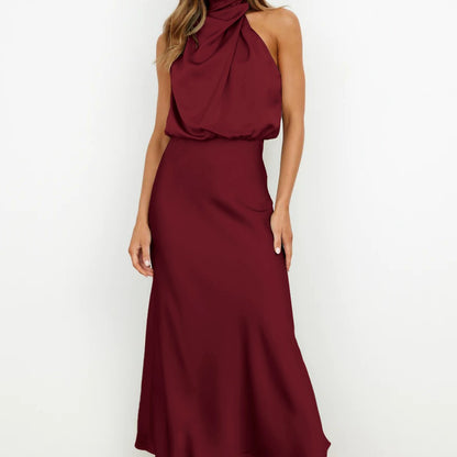 Elegant sleeveless summer dress side view