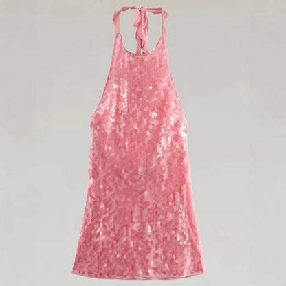 Beaded halter backless dress alternate color