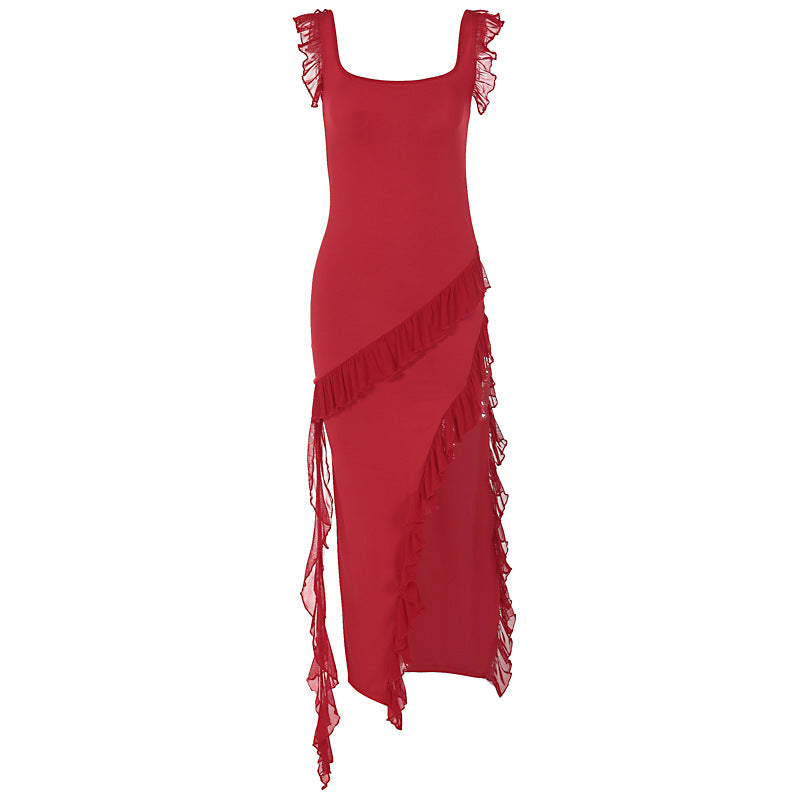 Summer string stitch dress back view