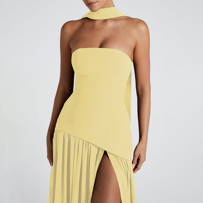 Elegant backless split dress back view