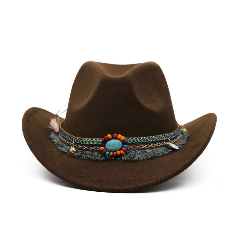 Unisex curled felt cowboy hat brim detail