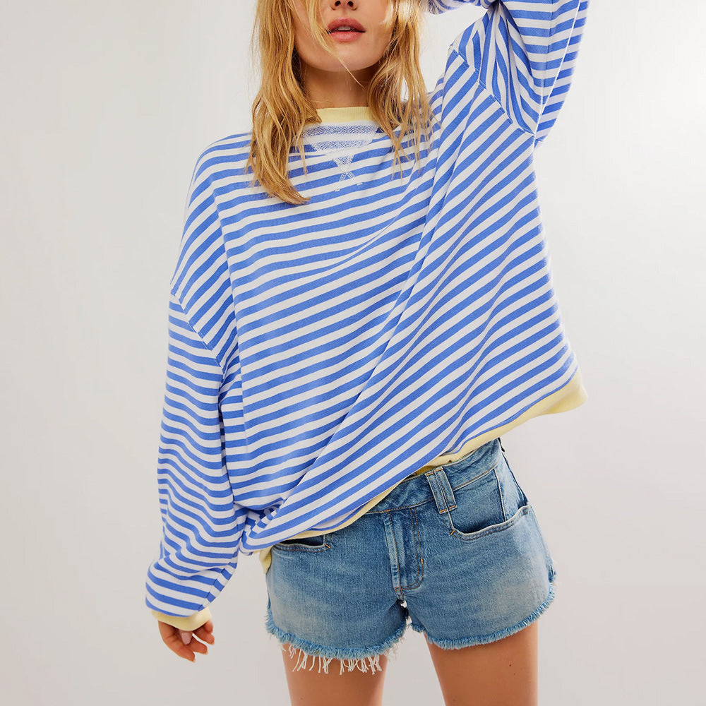 Multicolor striped sweater side view