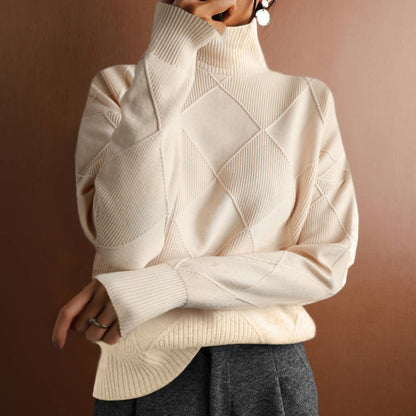 High collar warm sweater styled