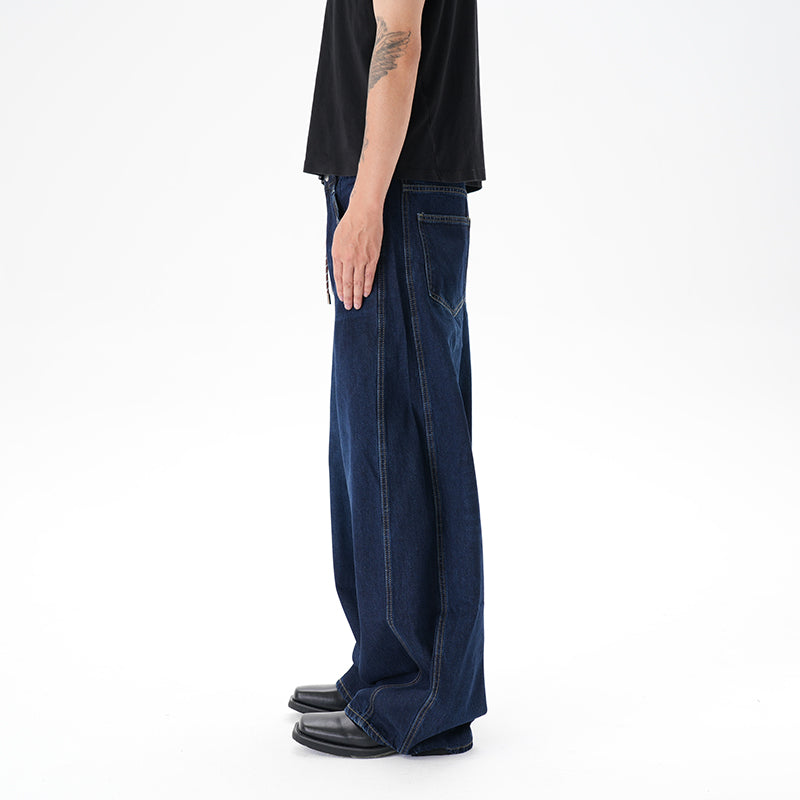Men's distressed wide leg jeans lifestyle