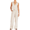 Women's linen two-piece set matching shirt and trousers old money