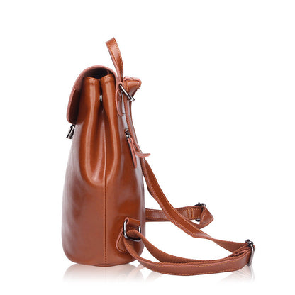 Pure leather backpack interior view