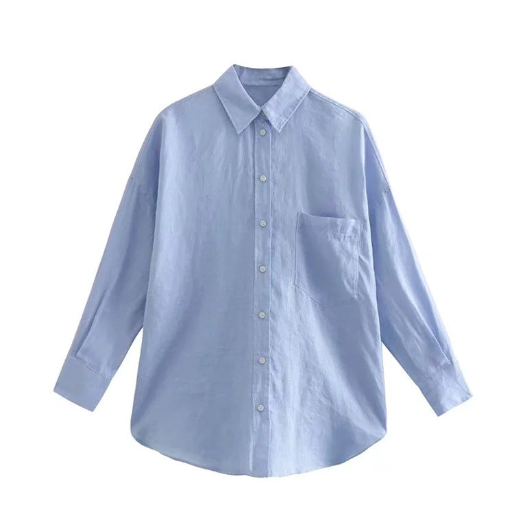Women's estate linen shirt fabric close-up