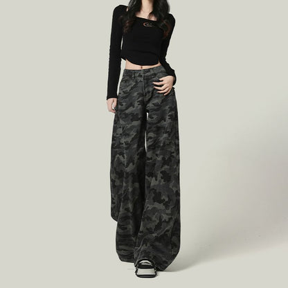Camo wide leg jeans color options