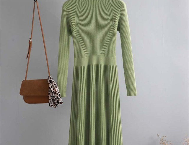 Women's cashmere flare dress full length model