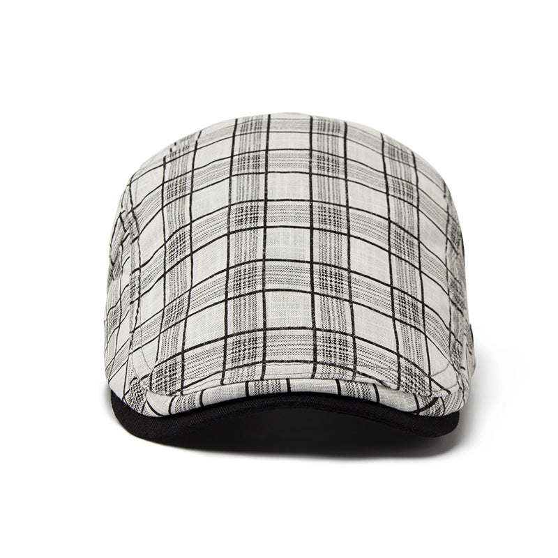 Summer plaid beret on model