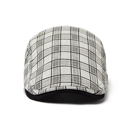 Summer plaid beret on model