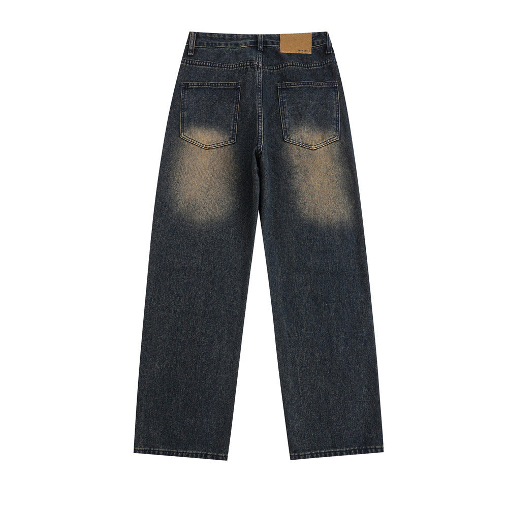 Men's personality straight jeans waistband detail