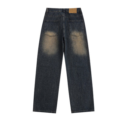 Men's personality straight jeans waistband detail