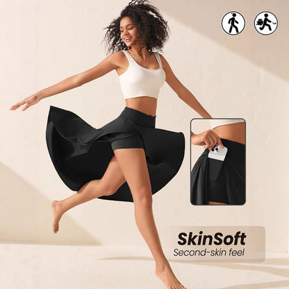 Elegant flowing midi skirt side view