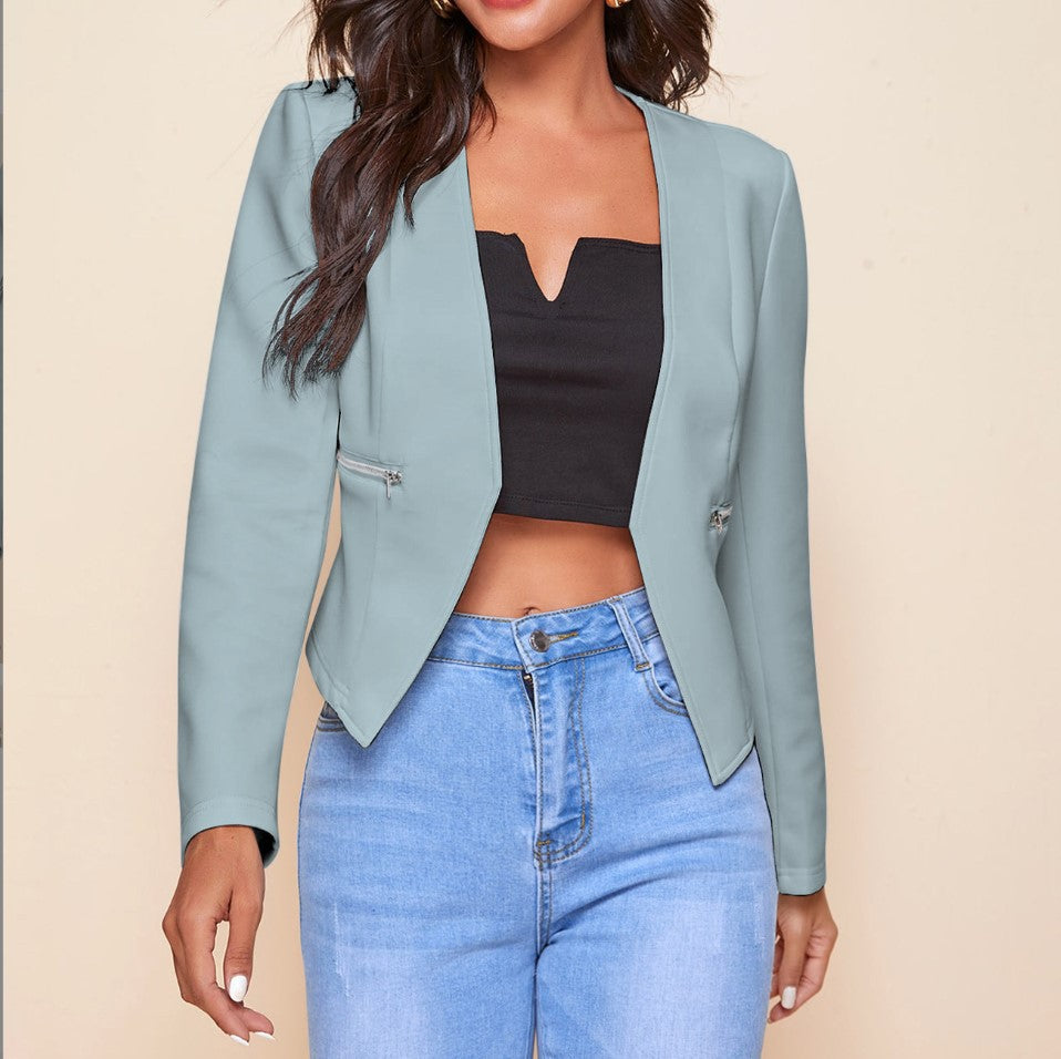 Zip pocket cardigan jacket lifestyle