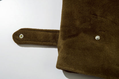 Men's retro wool polo jacket fabric close-up