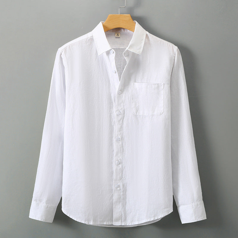 Men's premium linen shirt tucked in outfit