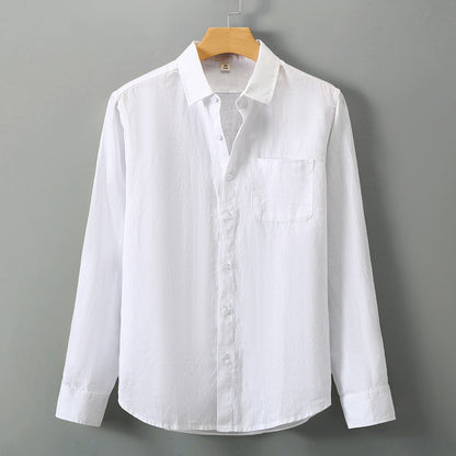 Men's premium linen shirt tucked in outfit