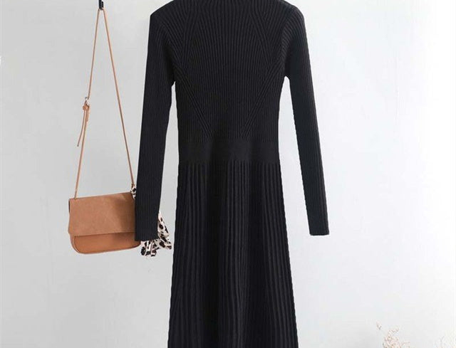 Women's cashmere flare dress close-up detail