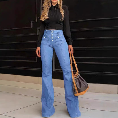 Patchwork flared jeans full length