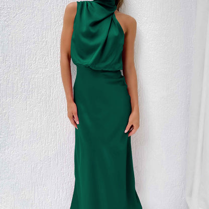Elegant sleeveless summer dress close-up