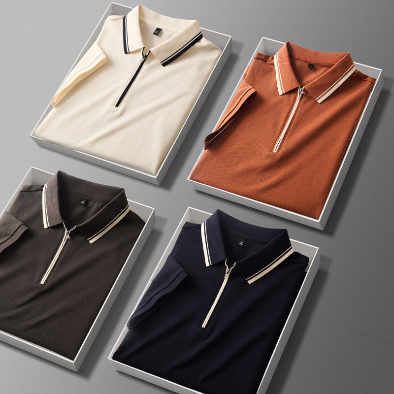 Ridgeway zip polo full length model view