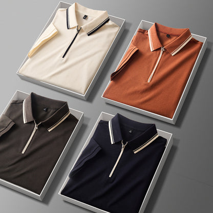 Ridgeway zip polo full length model view