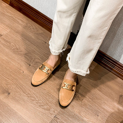 Women's Duchess suede loafers side view