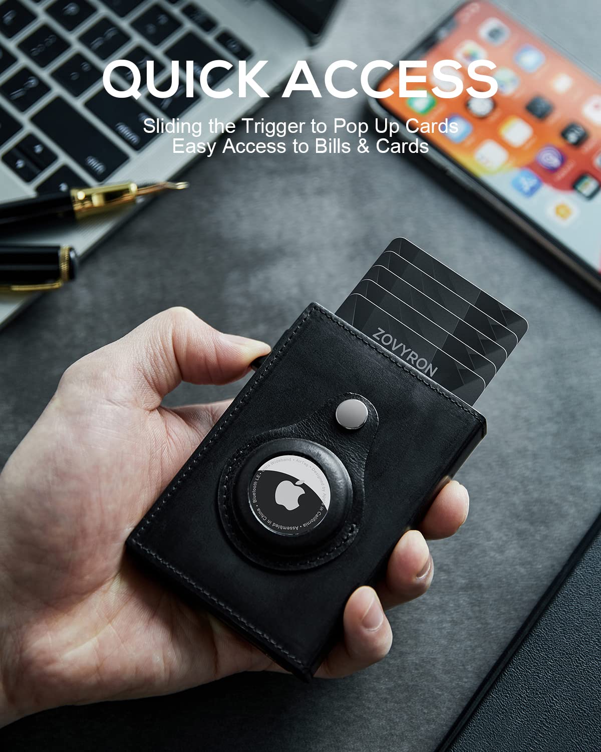 Airtag slim wallet interior view