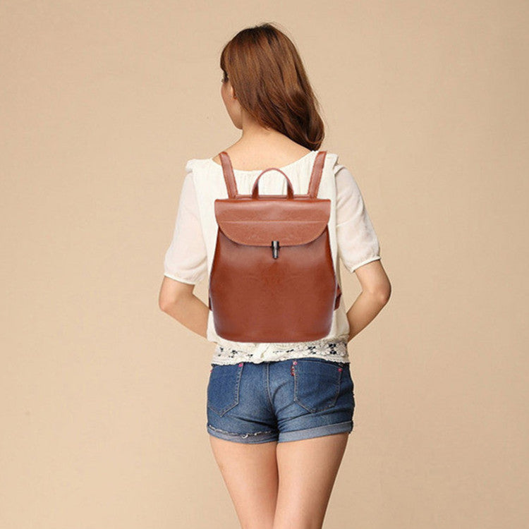 Pure leather backpack side view