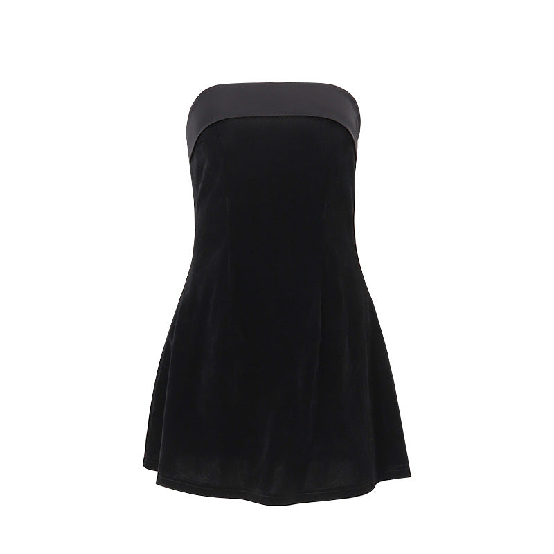 Tube top A-line dress neckline detail