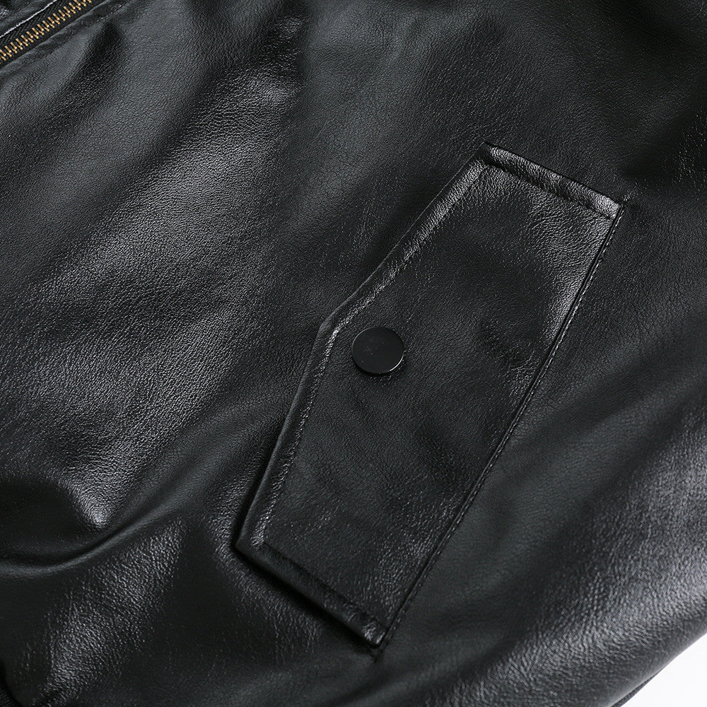 Men's hooded PU workwear jacket pocket detail