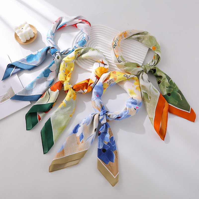 Garden silk scarf on model lifestyle