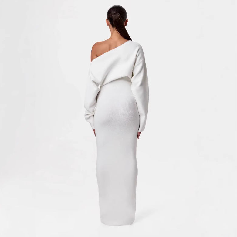 Off shoulder knit bodycon dress lifestyle
