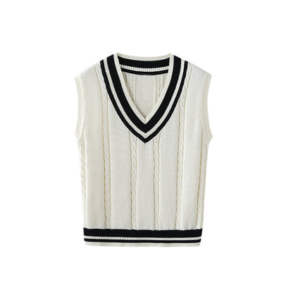 Women's rich sweater vest lifestyle styled