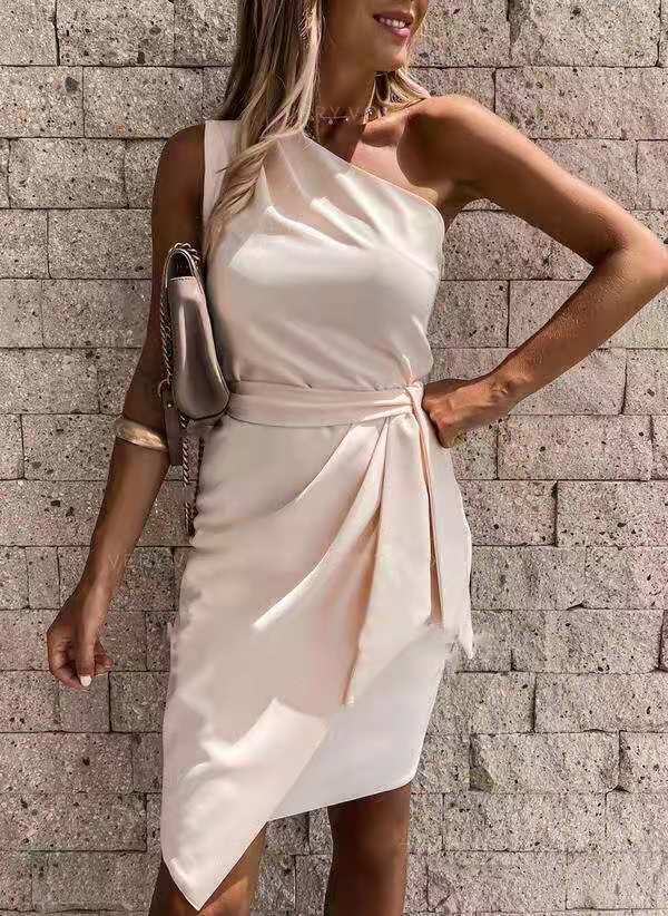 Asymmetrical tie party dress color options