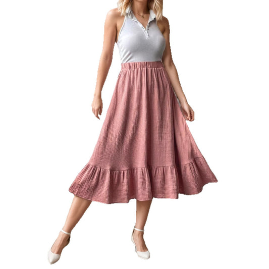 Layered Pleated Midi Skirt