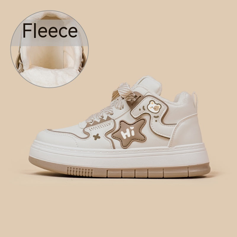 High cut plush shoes back view