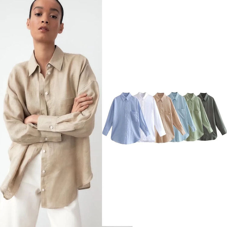 Women's estate linen shirt back view