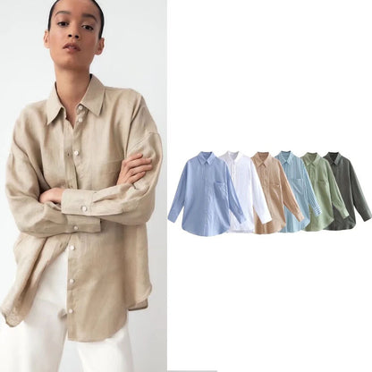 Women's estate linen shirt back view