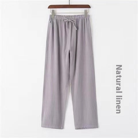 Marrakech slim fit linen trousers front detail