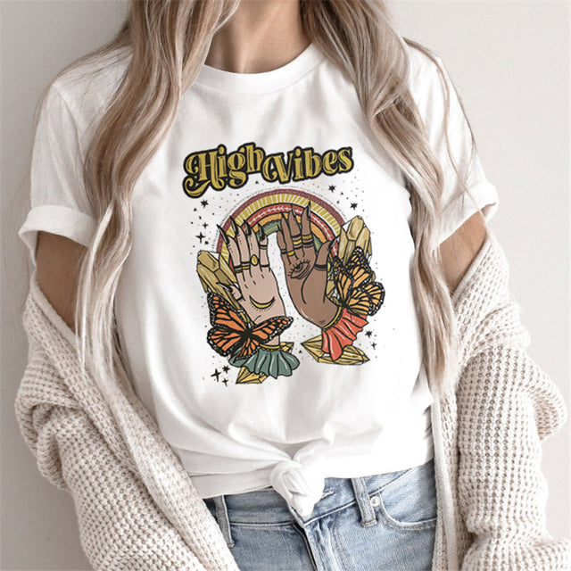 Tarot arcana graphic tee print detail