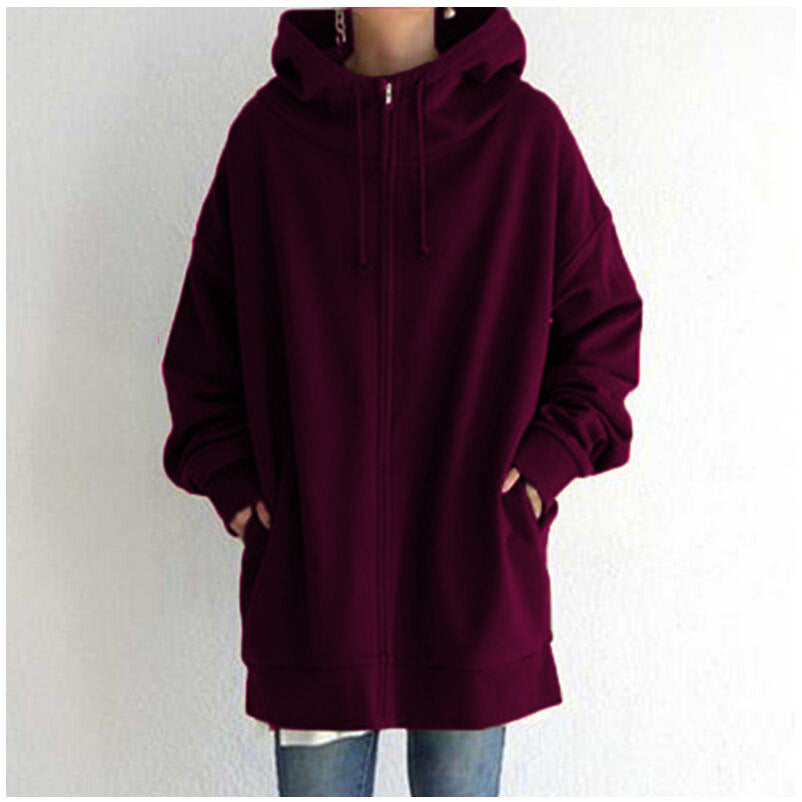 Oversized hooded zip style full length