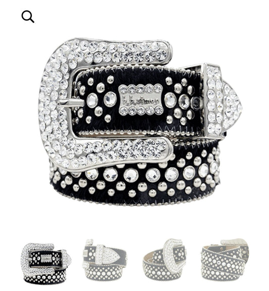 Rhinestone Leather Belt