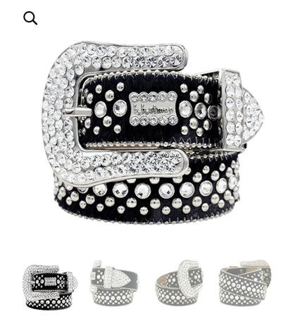 Rhinestone Leather Belt