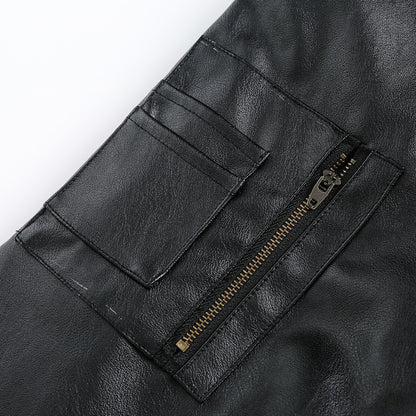 Men's hooded PU workwear jacket fabric close-up