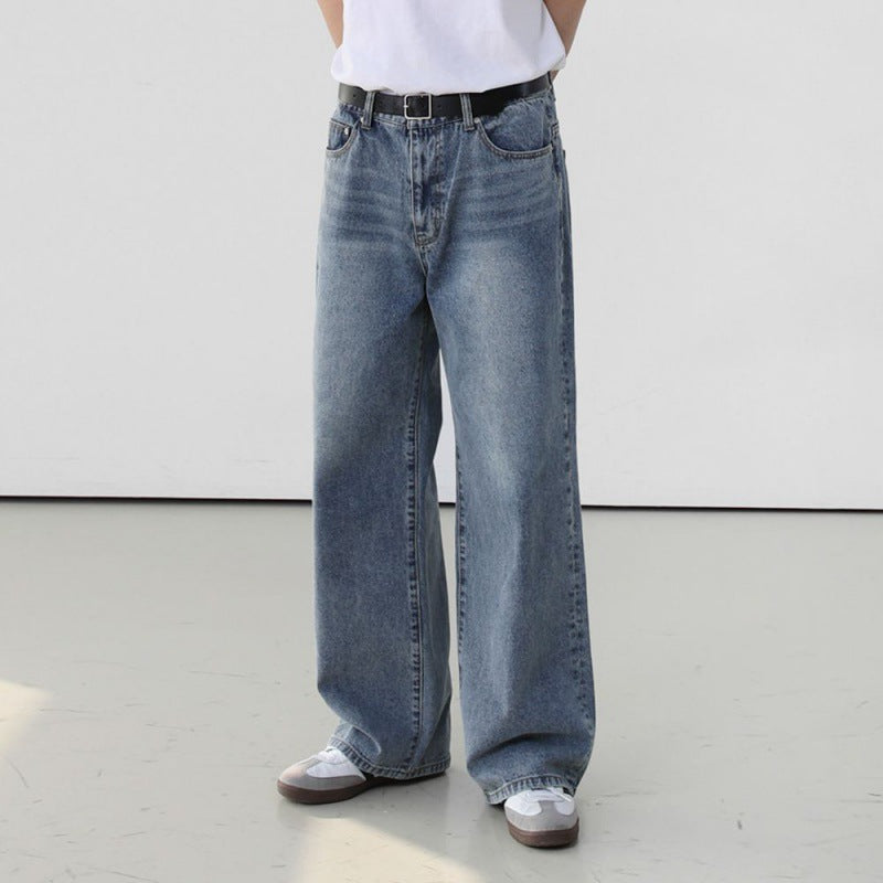 Men's retro washed jeans pair view