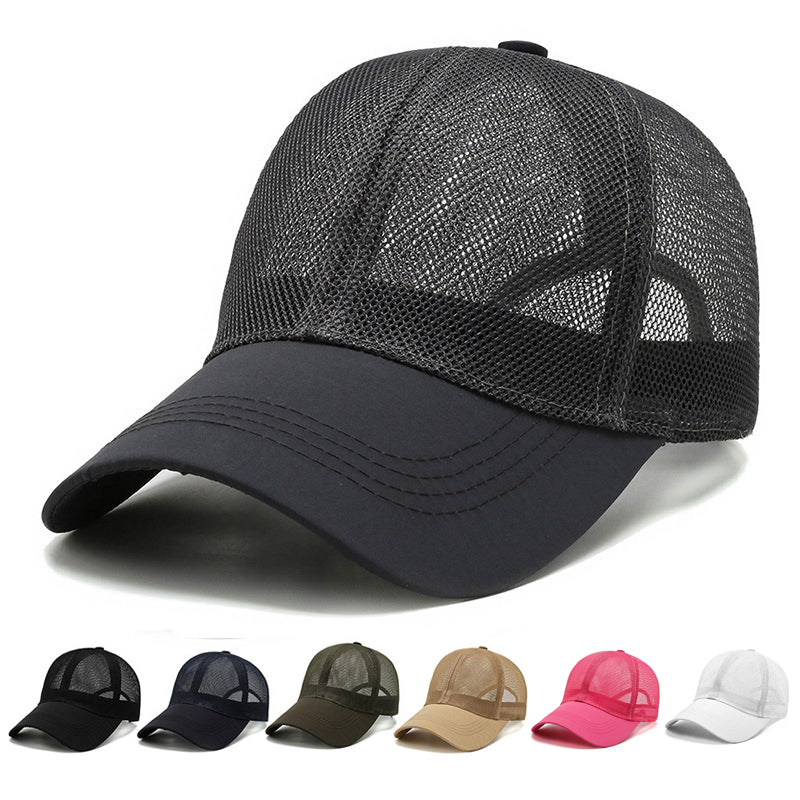 Breathable mesh hat side view